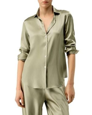 LILYSILK Timeless Silk Charmeuse Shirt - Green