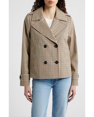 London Fog Water Resistant Double Breasted Short Trench Coat - Brown