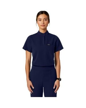 Jaanuu Savi 1-Pocket Classic Banded Collar Scrub Top - Blue