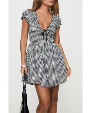 Princess Polly Wescott Gingham Romper - Gray