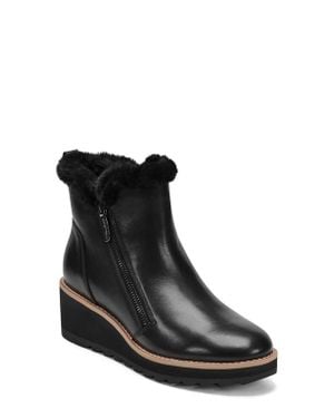 Easy Spirit Jane Faux Fur Lined Wedge Bootie - Black