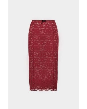 Saemdi Lace Pen Skirt - Red