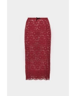 Saemdi Lace Pen Skirt - Red