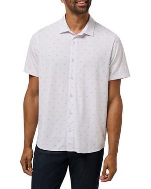 Travis Mathew Comfortknit Geo Short Sleeve Button-Up Shirt - White