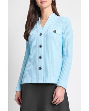 Ming Wang Heritage Fit Rib Knit Jacket - Blue