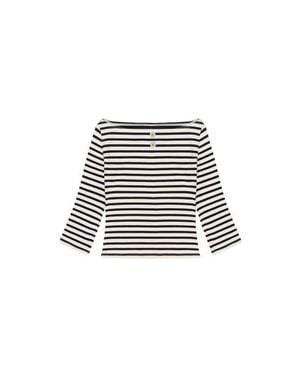 Oddli 3/4 Sleeve Boat Neck Top - Black