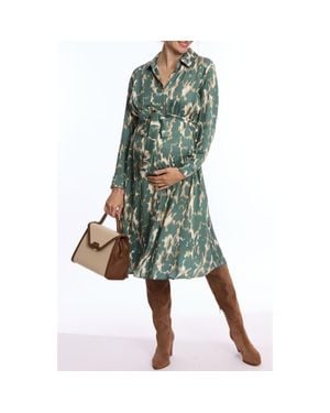 Cache Coeur Rym Maternity And Nursing Shirt Dress - Green