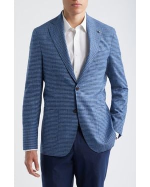 Jack Victor Hampton Plaid Knit Linen & Cotton Blend Sport Coat - Blue