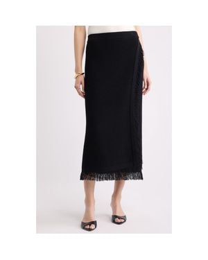 Nordstrom Fringe Sweater Midi Skirt - Black