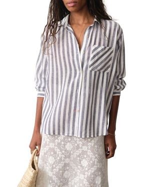 Marine Layer Jane Relaxed Stripe Shirt - White