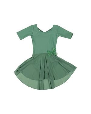 Leveret Girls Short Sleeve Skirted Leotard - Green