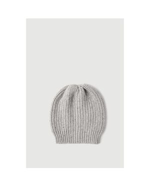 Brunello Cucinelli Cashmere And Silk Diamond Yarn Knit Beanie - Gray