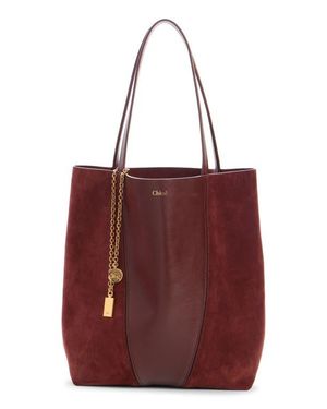 Chloé Medium Spin Leather & Suede Tote - Red