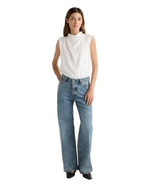 MODERN CITIZEN Allegra Gathered-Neck Sleeveless Blouse - Blue