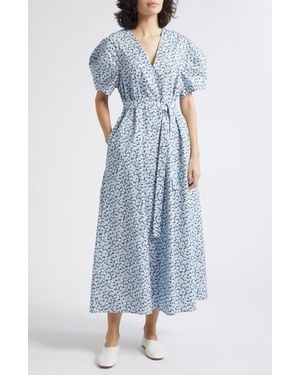 Marimekko Taivut Pikku Vikuri Ditsy Floral Cotton Midi Dress - Blue