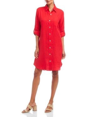 Karen Kane Long Sleeve Linen Shirtdress - Red