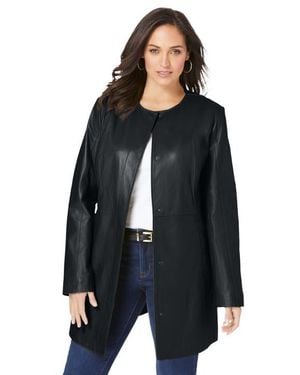 Jessica London Three Quarter Leather Jacket - Black