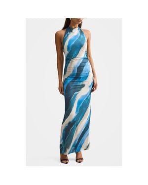 EVER NEW Josette Print Halter Jersey Maxi Dress - Blue