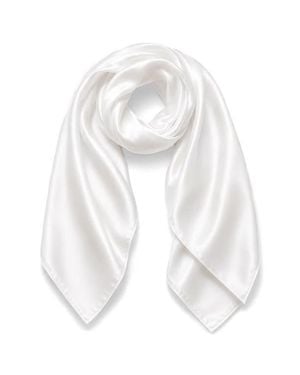 SILKSILKY Pure Silk Classic Elegant Square Scarf - White