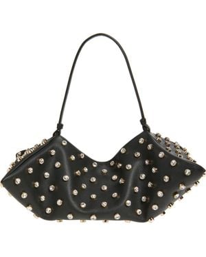 Altuzarra Origami Crystal Studded East/West Leather Bag - Black