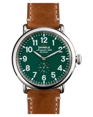 Shinola The Runwell Leather Strap Watch, 47Mm - Green
