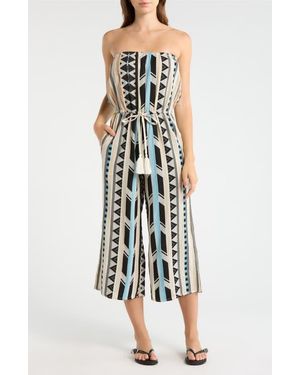 Elan Embroidered Strapless Cover-Up Jumpsuit - White