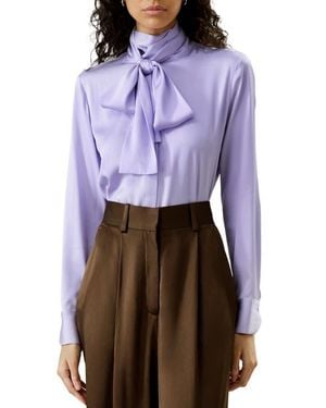 LILYSILK Silk Turtleneck Ribbon Blouse - Purple