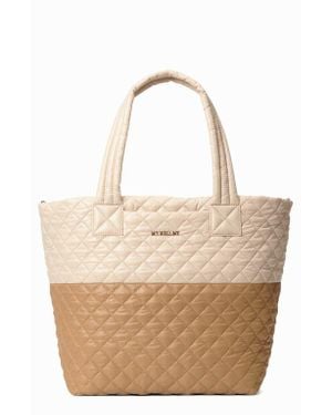 MZ Wallace Medium Metro Deluxe Diamond Quilted Nylon Tote - Natural