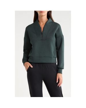 Spanx Airessentials Shawl Collar Quarter Zip Pullover - Green