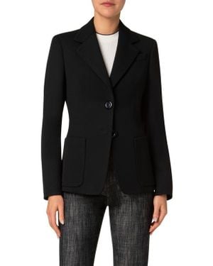 Akris Punto Virgin Wool Tricotine Blazer - Black