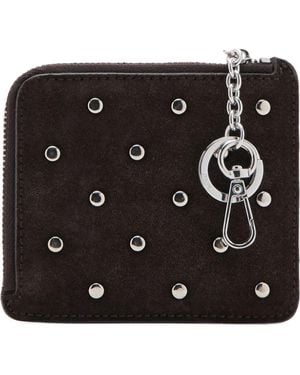 Mango Studded Suede Card Case - Black