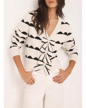 Mint Velvet Wool Blend Bow Detail Cardigan - Natural