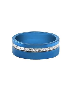 Bliss Diamond Ring Meteor Inlay 8Mm Wedding Band - Blue