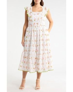 Sugarlips Diana Floral Maira Tie Back Midi Sundress - Pink