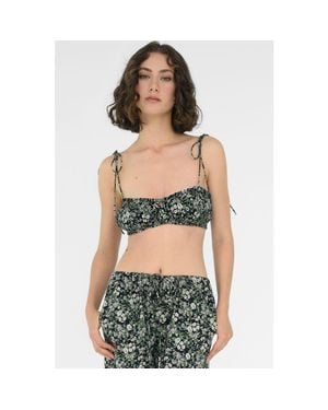 NUAJE NUAJE Nova Shirred Cotton Bandeau - Green