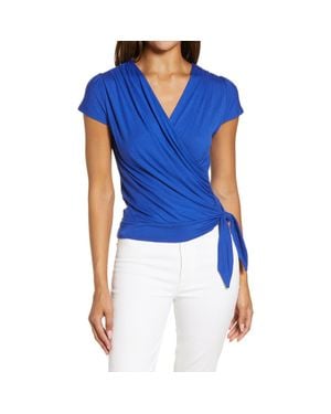 Loveappella Faux Wrap Top - Blue