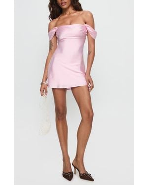 Princess Polly Zabbara Off The Shoulder Satin Cocktail Minidress - White