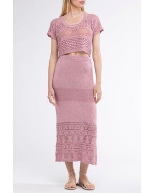 Sunday Saint Tropez Mateo Crochet Cover-Up Crop Top - Pink