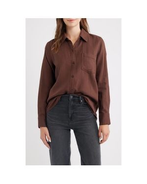 Rails Freeman Cotton Button-Up Shirt - Brown