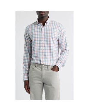Johnnie-o Callum Check Performance Button-Down Shirt - Gray
