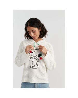 Chinti & Parker Cotton Snoopy Crochet Hoodie - White
