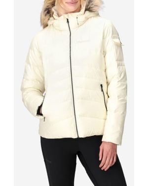 Marmot Ithaca 700 Fill Power Down Hooded Jacket With Faux Fur Trim - White