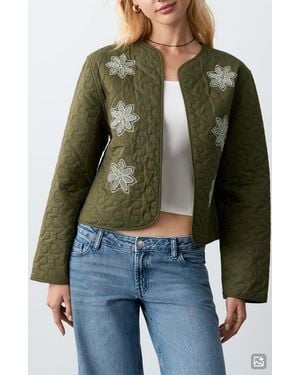 MANGO TEEN Embroidered Quilted Jacket - Multicolor