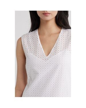 Theory Eyelet Fit & Flare Midi Dress - White