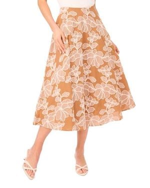 Ted Baker Ida Floral Embroidered Cotton Midi Skirt - Orange