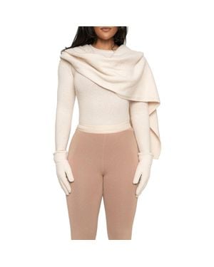 JLUXLABEL Rib Scarf Sweater - Natural