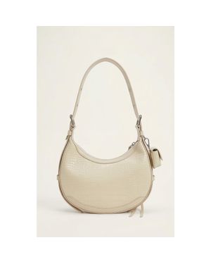 Modenaire Croc Embossed Shoulder Bag - Natural