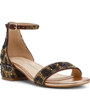 Betsey Johnson Rhinestone Ankle Strap Sandal - Metallic
