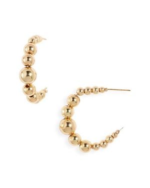 Kenneth Jay Lane Graduated Ball Hoop Earrings - Metallic