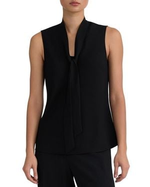 Kasper Tie Neck Sleeveless Top - Black